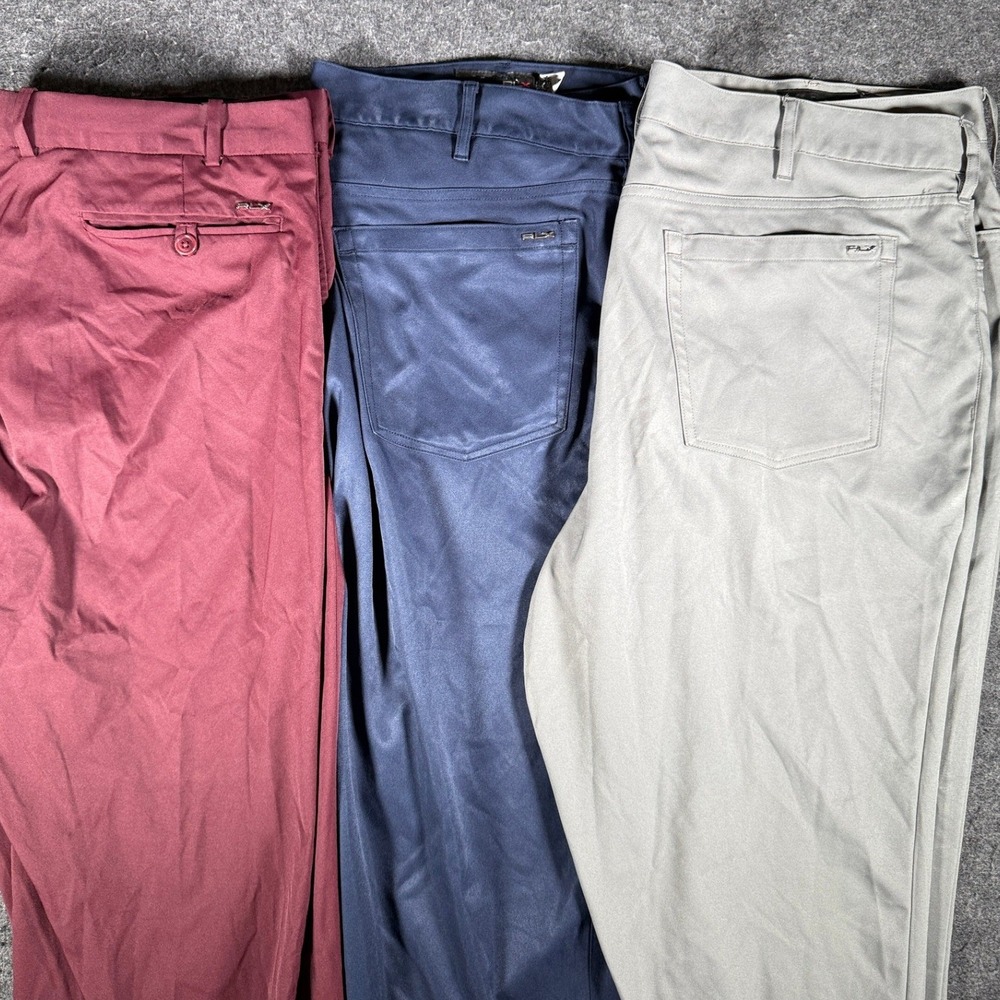 RLX Ralph Lauren Mens Golf Pants 3 Pair Bundle Burgundy Navy Gray Size 40x32